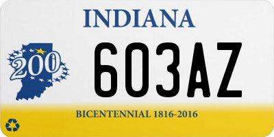 IN license plate 603AZ