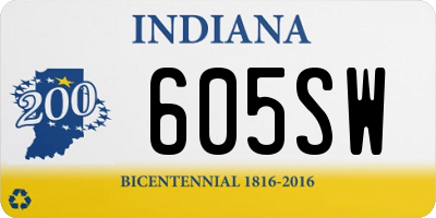 IN license plate 605SW