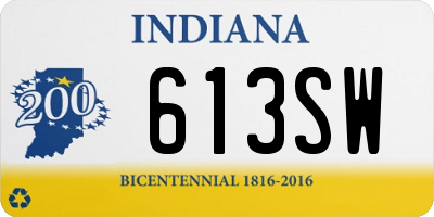 IN license plate 613SW