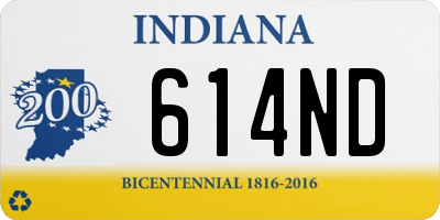 IN license plate 614ND