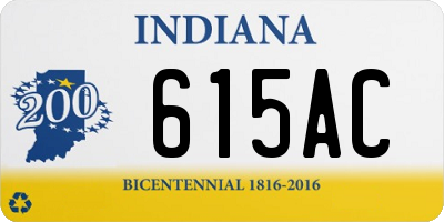 IN license plate 615AC