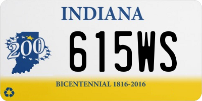 IN license plate 615WS