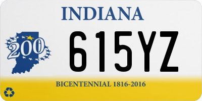 IN license plate 615YZ