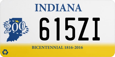 IN license plate 615ZI