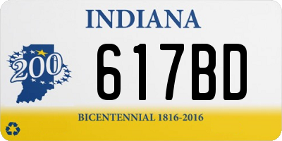 IN license plate 617BD