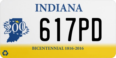 IN license plate 617PD
