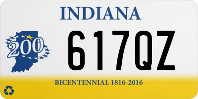 IN license plate 617QZ