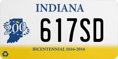 IN license plate 617SD