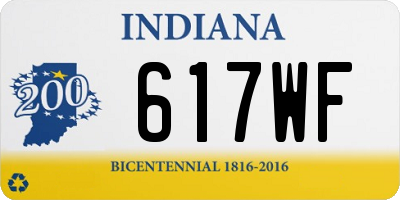 IN license plate 617WF