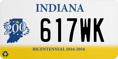 IN license plate 617WK