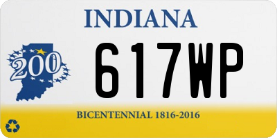 IN license plate 617WP