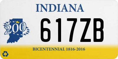 IN license plate 617ZB