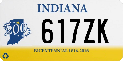 IN license plate 617ZK