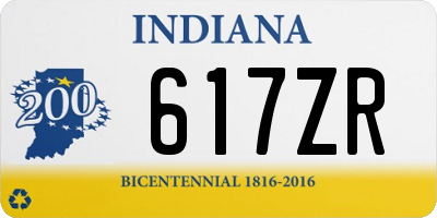 IN license plate 617ZR