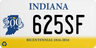 IN license plate 625SF