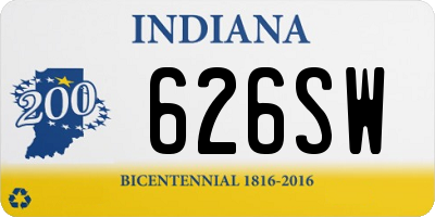 IN license plate 626SW