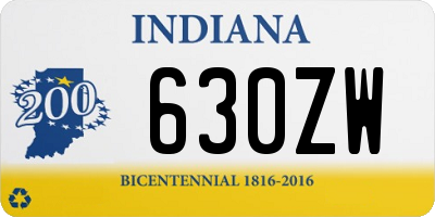 IN license plate 630ZW