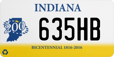 IN license plate 635HB