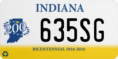 IN license plate 635SG