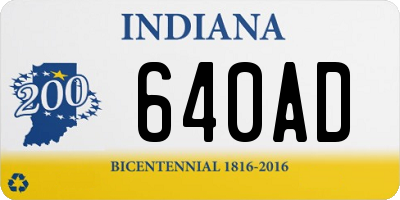 IN license plate 640AD