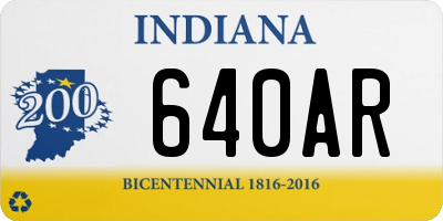 IN license plate 640AR