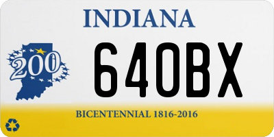 IN license plate 640BX