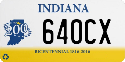 IN license plate 640CX