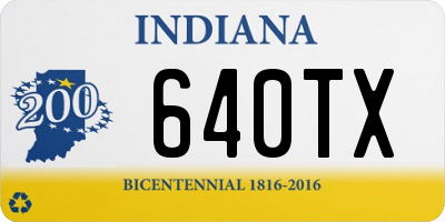 IN license plate 640TX