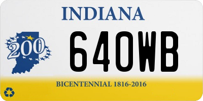 IN license plate 640WB