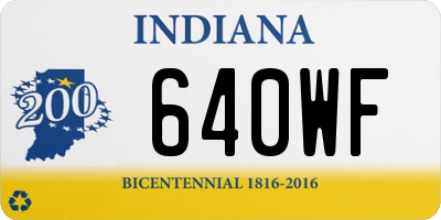 IN license plate 640WF