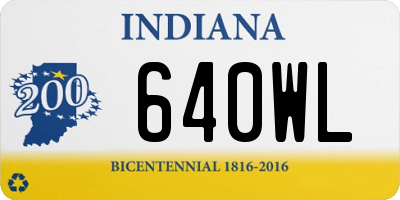 IN license plate 640WL