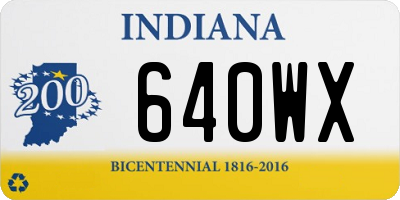 IN license plate 640WX