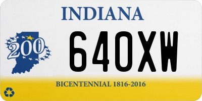 IN license plate 640XW