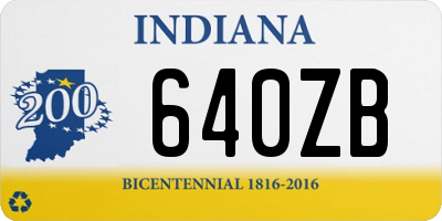 IN license plate 640ZB