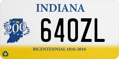IN license plate 640ZL