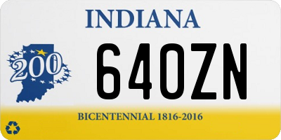 IN license plate 640ZN