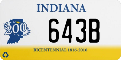 IN license plate 643B