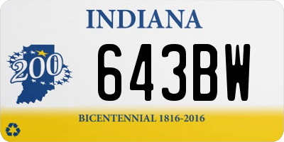 IN license plate 643BW