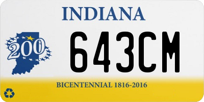 IN license plate 643CM