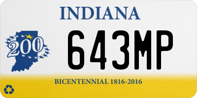 IN license plate 643MP