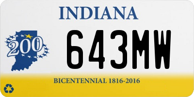 IN license plate 643MW