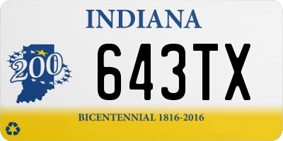 IN license plate 643TX