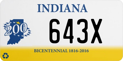 IN license plate 643X