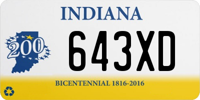 IN license plate 643XD