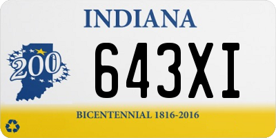 IN license plate 643XI