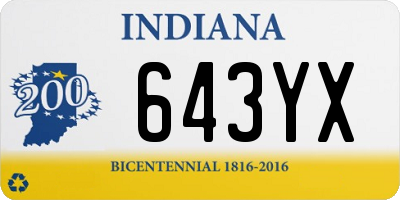 IN license plate 643YX