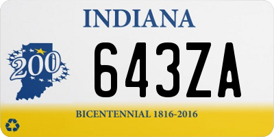 IN license plate 643ZA