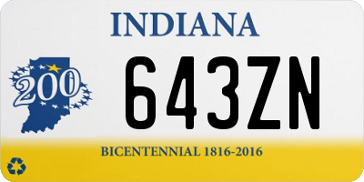 IN license plate 643ZN