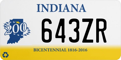 IN license plate 643ZR