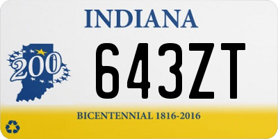 IN license plate 643ZT